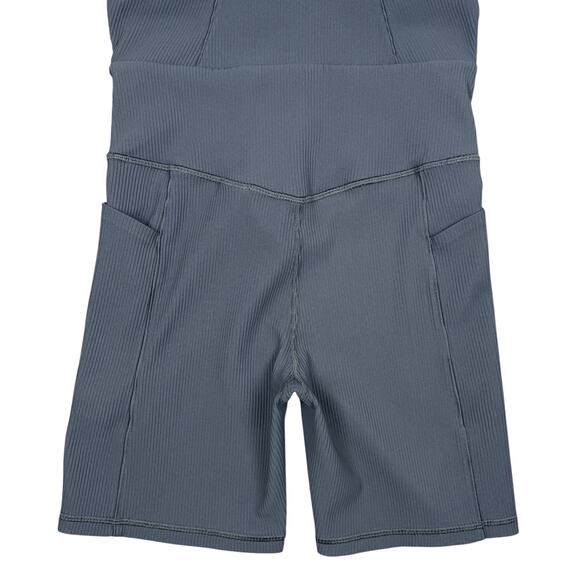 Athleta Salutation Rib Bike Suit Granite Blue Medium Yoga Workout Gym Athletic - Picture 11 of 14